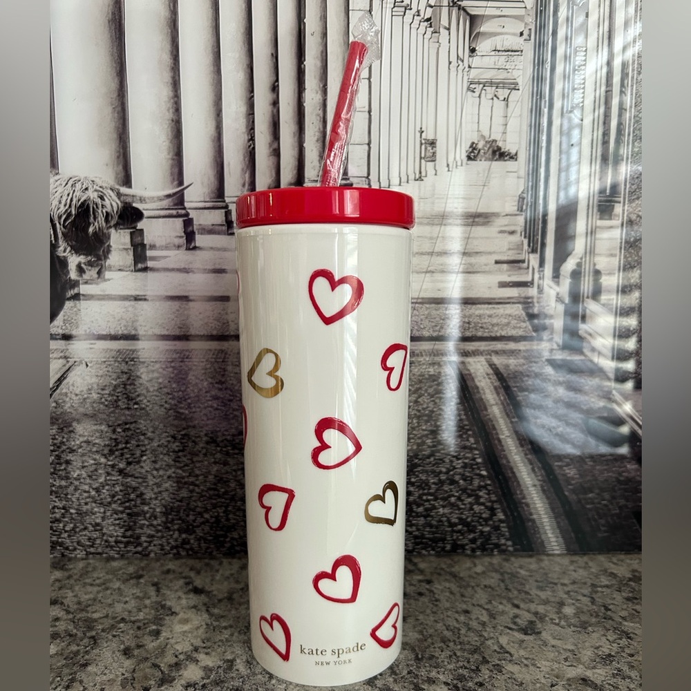 kate spade Brushstroke Hearts Tumbler NWT